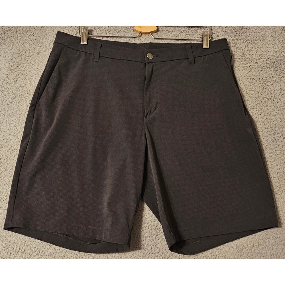 Lululemon Commission Shorts Mens 36 Charcoal Grey Textured Warpstreme 9 " Inseam
